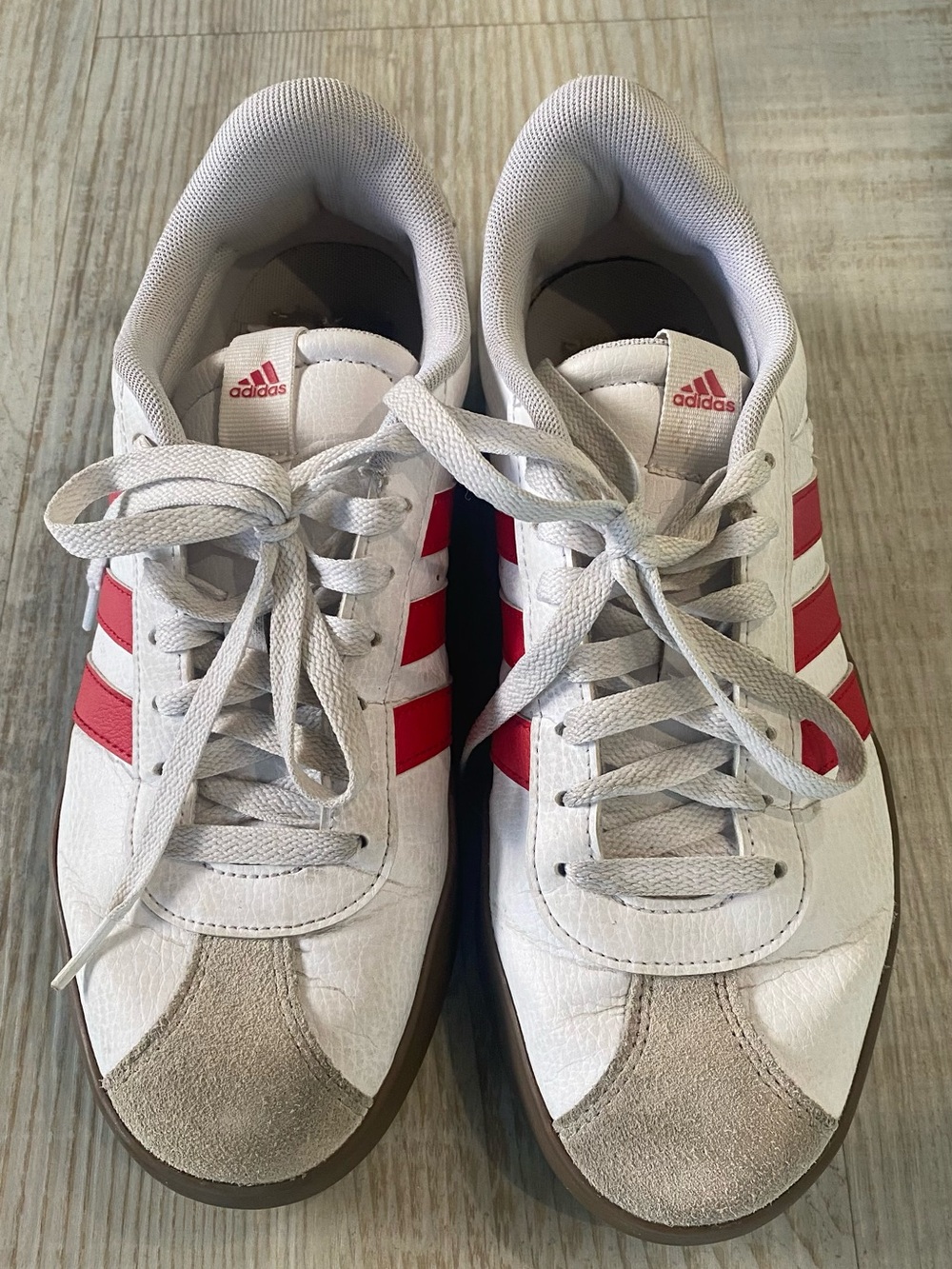 adidas White & Red Low-Top Sneakers